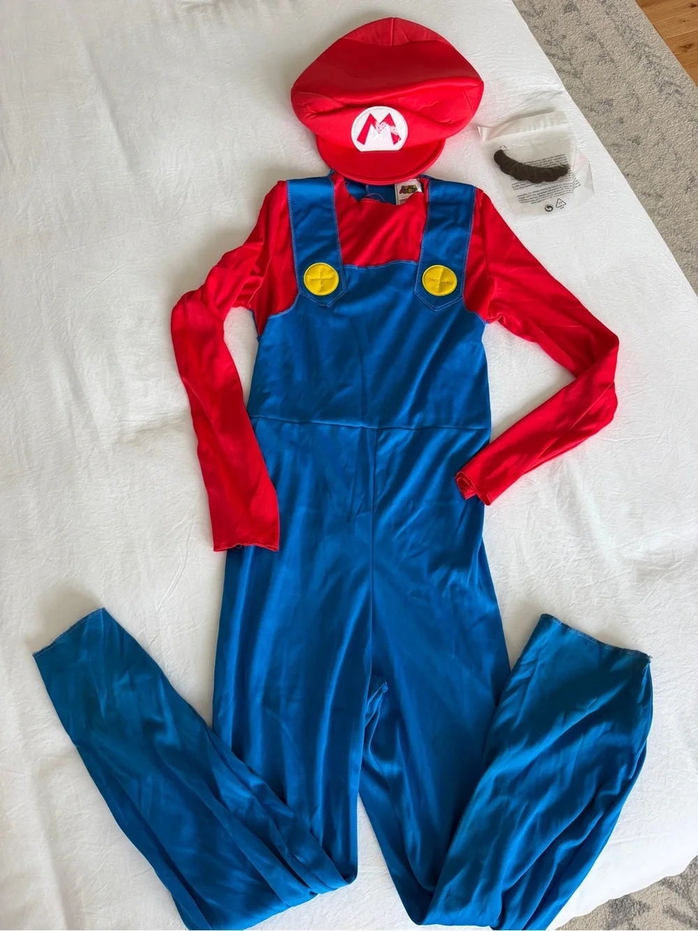 Super Mario Boys Mario Halloween Costume Size L 10-12 Hat Mustache